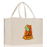 Halloween Trick or Treat Tote Bag Halloween Tote Bag for Kids Halloween Gift Halloween Candy Bag Halloween Doodles Cute Canvas Tote Bag - Aaria Tees Aaria Tees