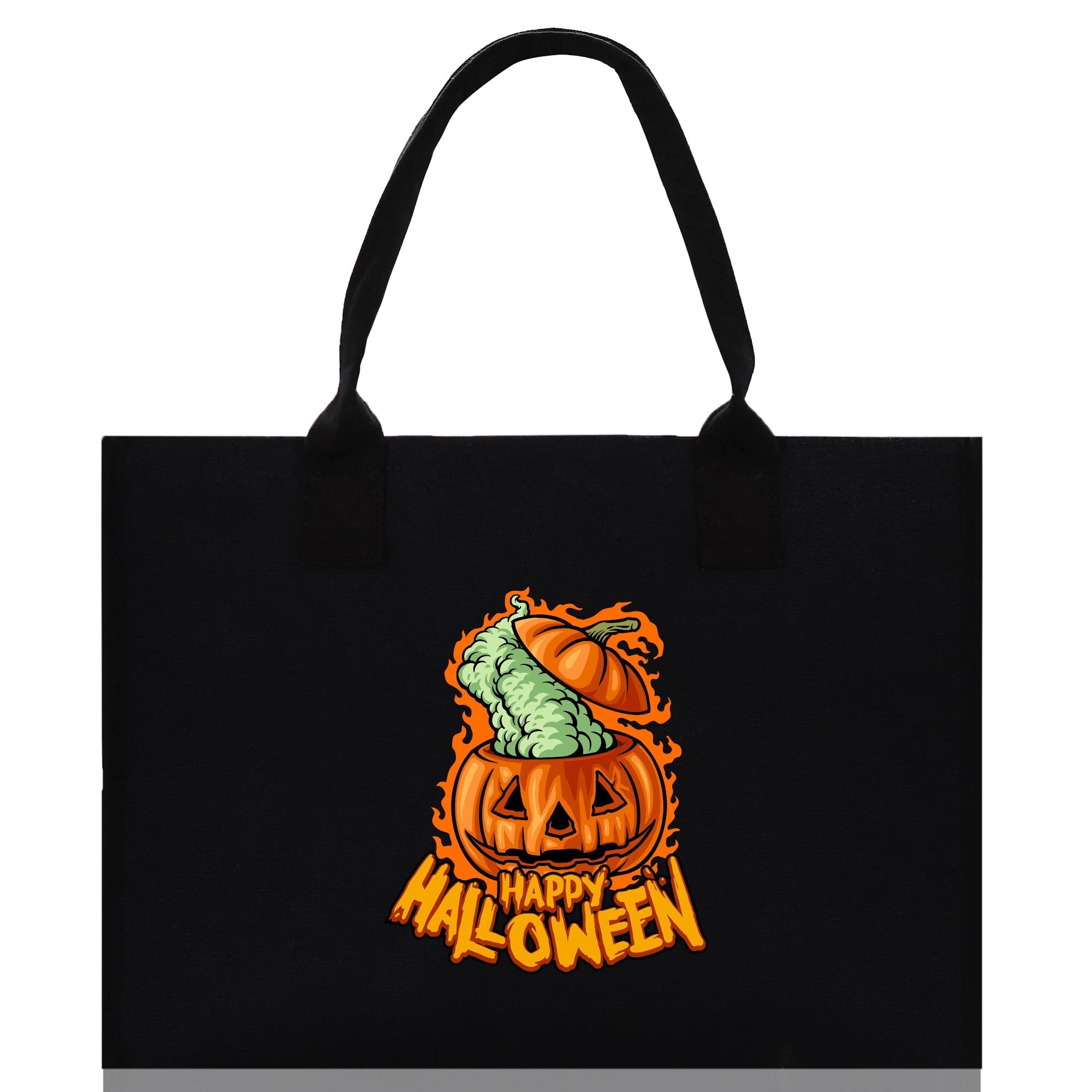Halloween Trick or Treat Tote Bag Halloween Tote Bag for Kids Halloween Gift Halloween Candy Bag Halloween Doodles Cute Canvas Tote Bag - Aaria Tees Aaria Tees