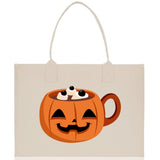 Halloween Trick or Treat Tote Bag Halloween Tote Bag for Kids Halloween Gift Halloween Candy Bag Halloween Doodles Cute Canvas Tote Bag - Aaria Tees Aaria Tees