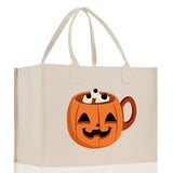 Halloween Trick or Treat Tote Bag Halloween Tote Bag for Kids Halloween Gift Halloween Candy Bag Halloween Doodles Cute Canvas Tote Bag - Aaria Tees Aaria Tees