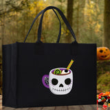 Halloween Trick or Treat Tote Bag Halloween Tote Bag for Kids Halloween Gift Halloween Candy Bag Halloween Doodles Cute Canvas Tote Bag - Aaria Tees Aaria Tees
