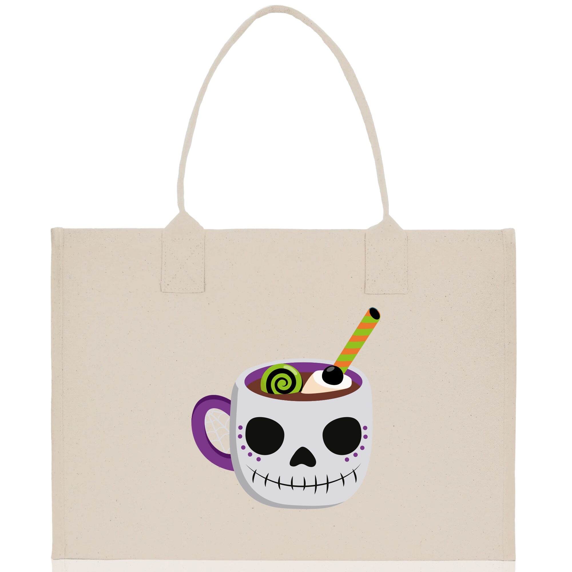 Halloween Trick or Treat Tote Bag Halloween Tote Bag for Kids Halloween Gift Halloween Candy Bag Halloween Doodles Cute Canvas Tote Bag - Aaria Tees Aaria Tees
