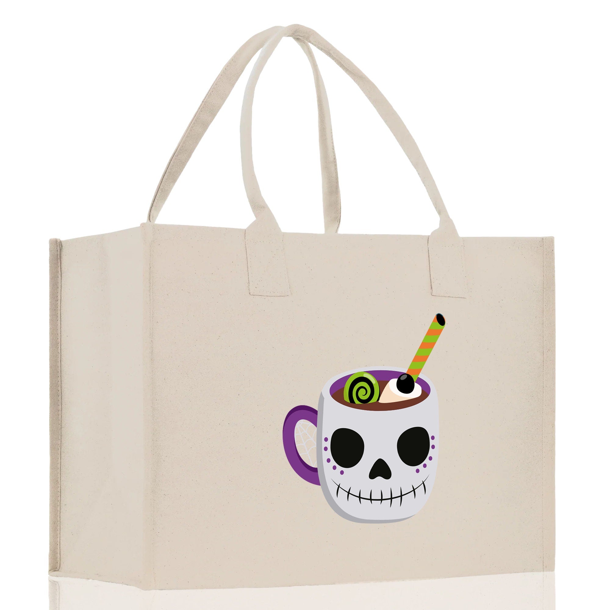Halloween Trick or Treat Tote Bag Halloween Tote Bag for Kids Halloween Gift Halloween Candy Bag Halloween Doodles Cute Canvas Tote Bag - Aaria Tees Aaria Tees