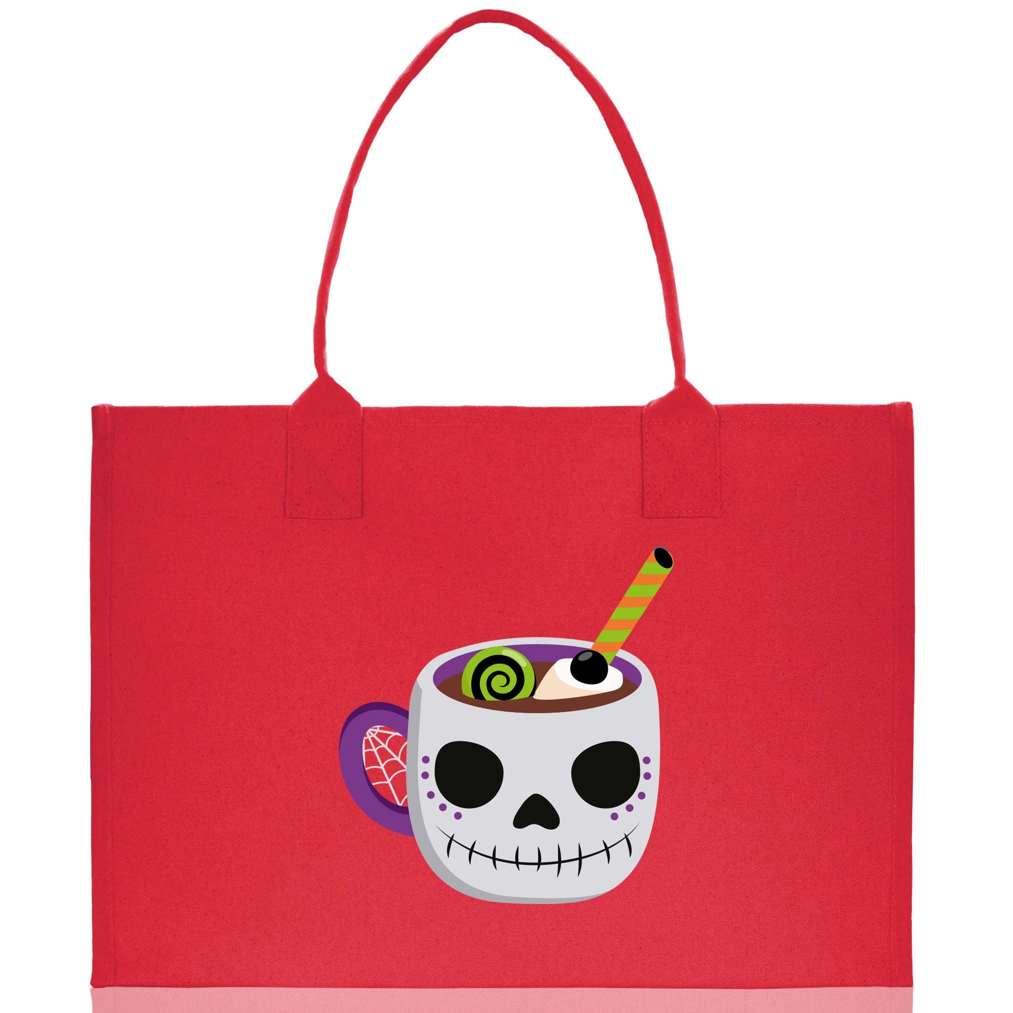 Halloween Trick or Treat Tote Bag Halloween Tote Bag for Kids Halloween Gift Halloween Candy Bag Halloween Doodles Cute Canvas Tote Bag - Aaria Tees Aaria Tees