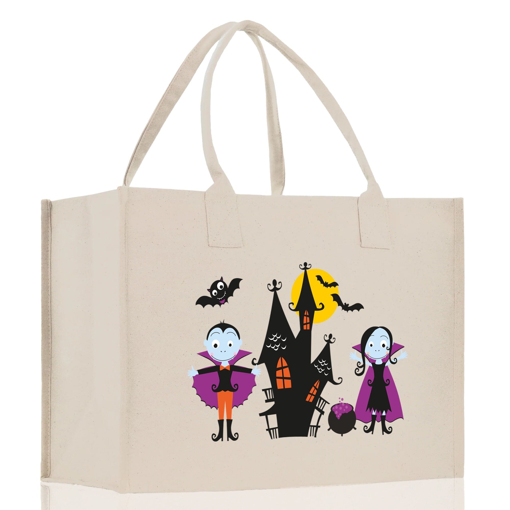 Halloween Trick or Treat Tote Bag Halloween Tote Bag for Kids Halloween Gift Halloween Candy Bag Halloween Doodles Cute Canvas Tote Bag - Aaria Tees Aaria Tees