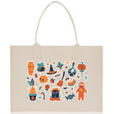 Halloween Trick or Treat Tote Bag Halloween Tote Bag for Kids Halloween Gift Halloween Candy Bag Halloween Doodles Cute Canvas Tote Bag - Aaria Tees Aaria Tees