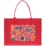 Halloween Trick or Treat Tote Bag Halloween Tote Bag for Kids Halloween Gift Halloween Candy Bag Halloween Doodles Cute Canvas Tote Bag - Aaria Tees Aaria Tees