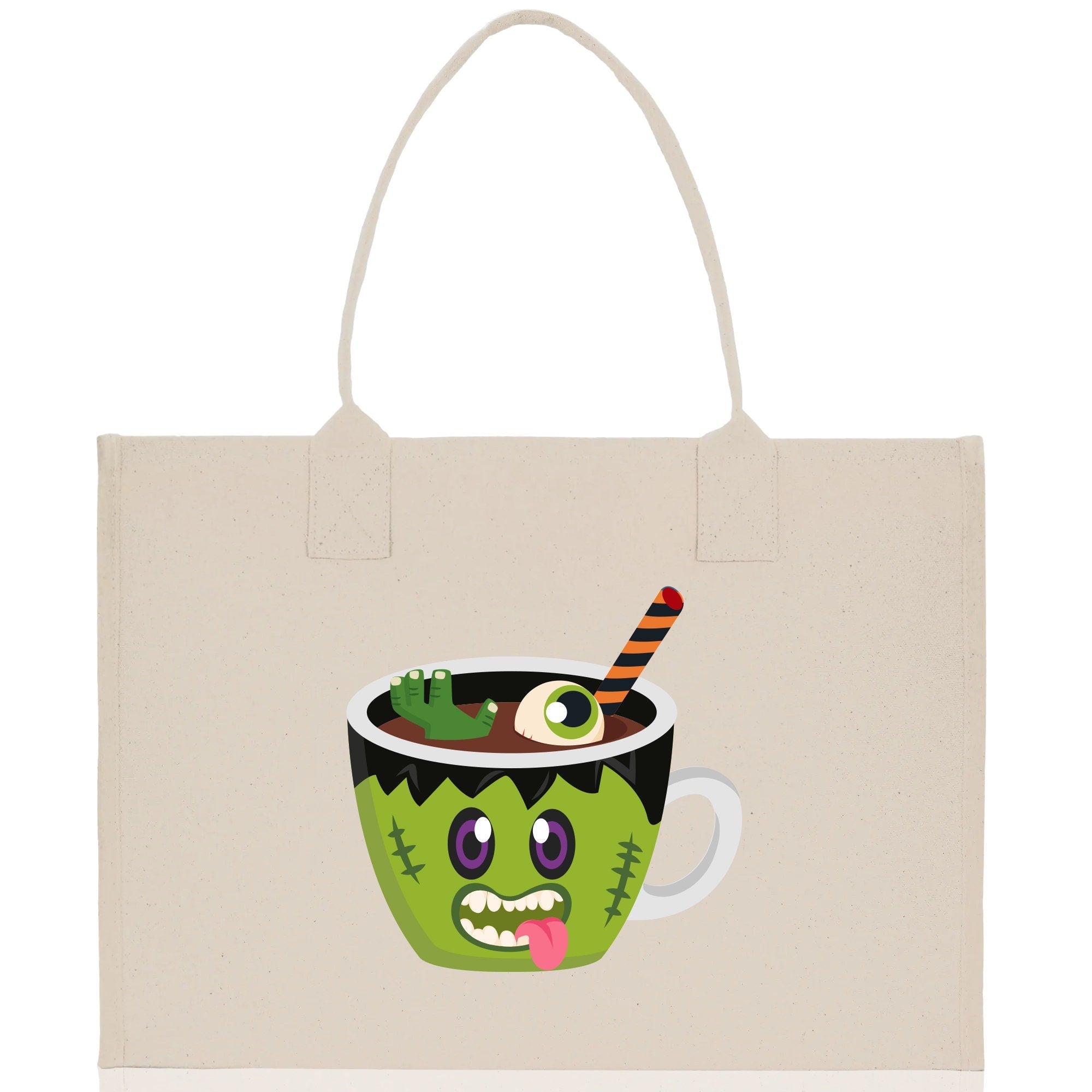 Halloween Trick or Treat Tote Bag Halloween Tote Bag for Kids Halloween Gift Halloween Candy Bag Halloween Doodles Cute Canvas Tote Bag - Aaria Tees Aaria Tees