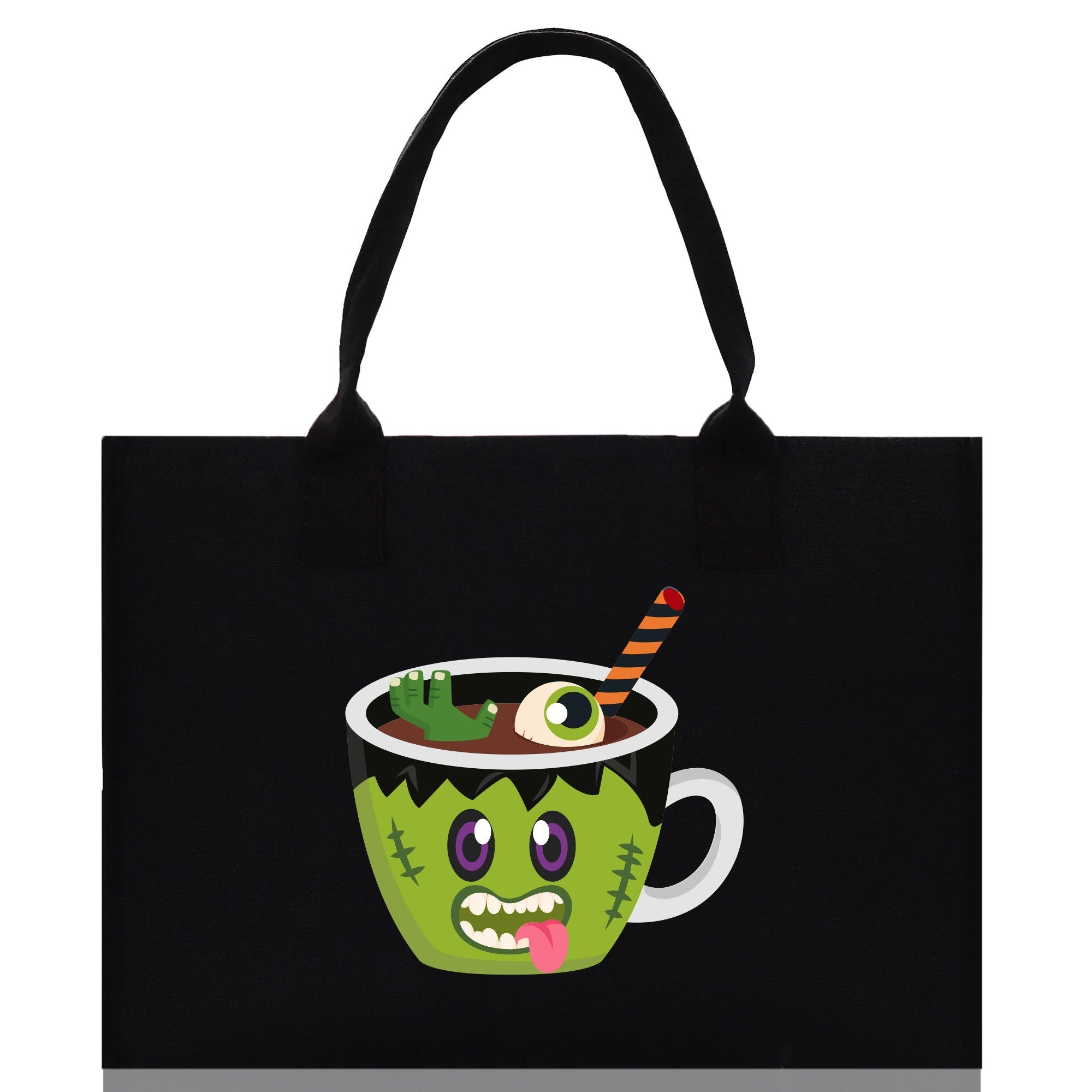Halloween Trick or Treat Tote Bag Halloween Tote Bag for Kids Halloween Gift Halloween Candy Bag Halloween Doodles Cute Canvas Tote Bag - Aaria Tees Aaria Tees