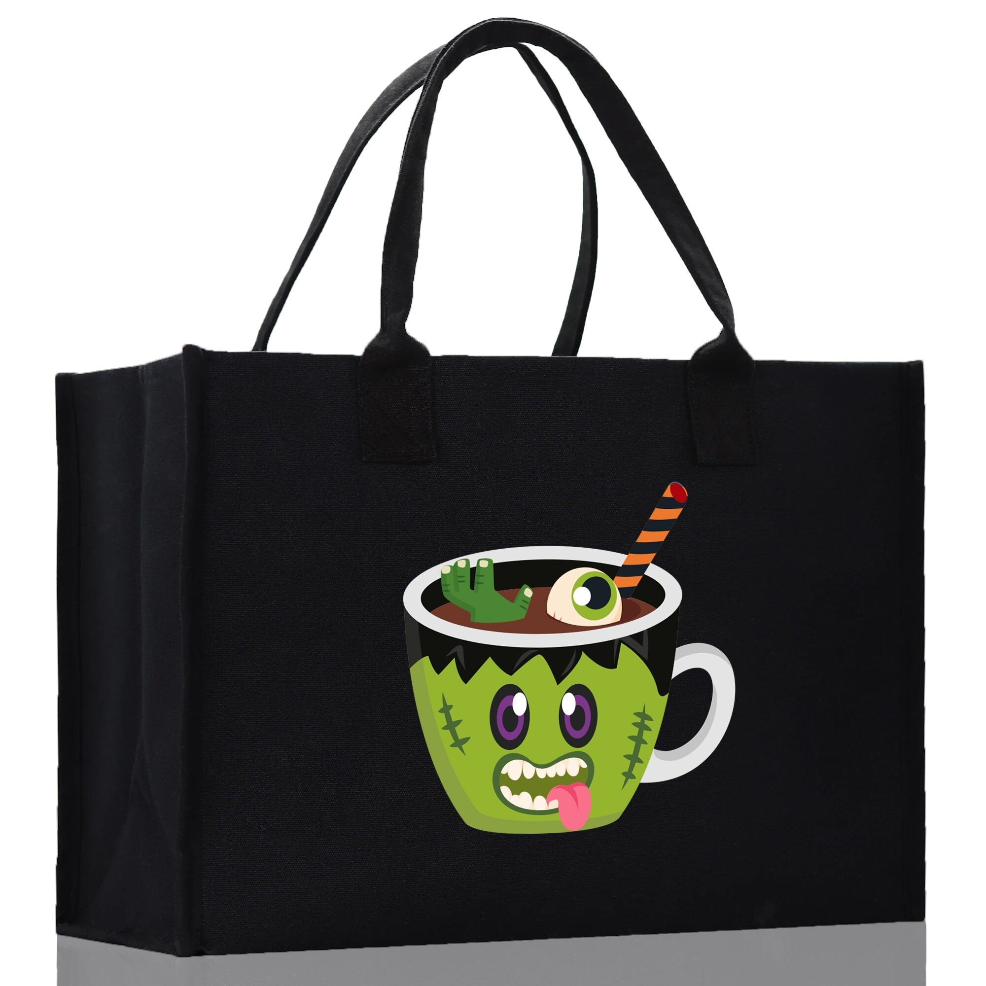 Halloween Trick or Treat Tote Bag Halloween Tote Bag for Kids Halloween Gift Halloween Candy Bag Halloween Doodles Cute Canvas Tote Bag - Aaria Tees Aaria Tees