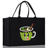Halloween Trick or Treat Tote Bag Halloween Tote Bag for Kids Halloween Gift Halloween Candy Bag Halloween Doodles Cute Canvas Tote Bag - Aaria Tees Aaria Tees