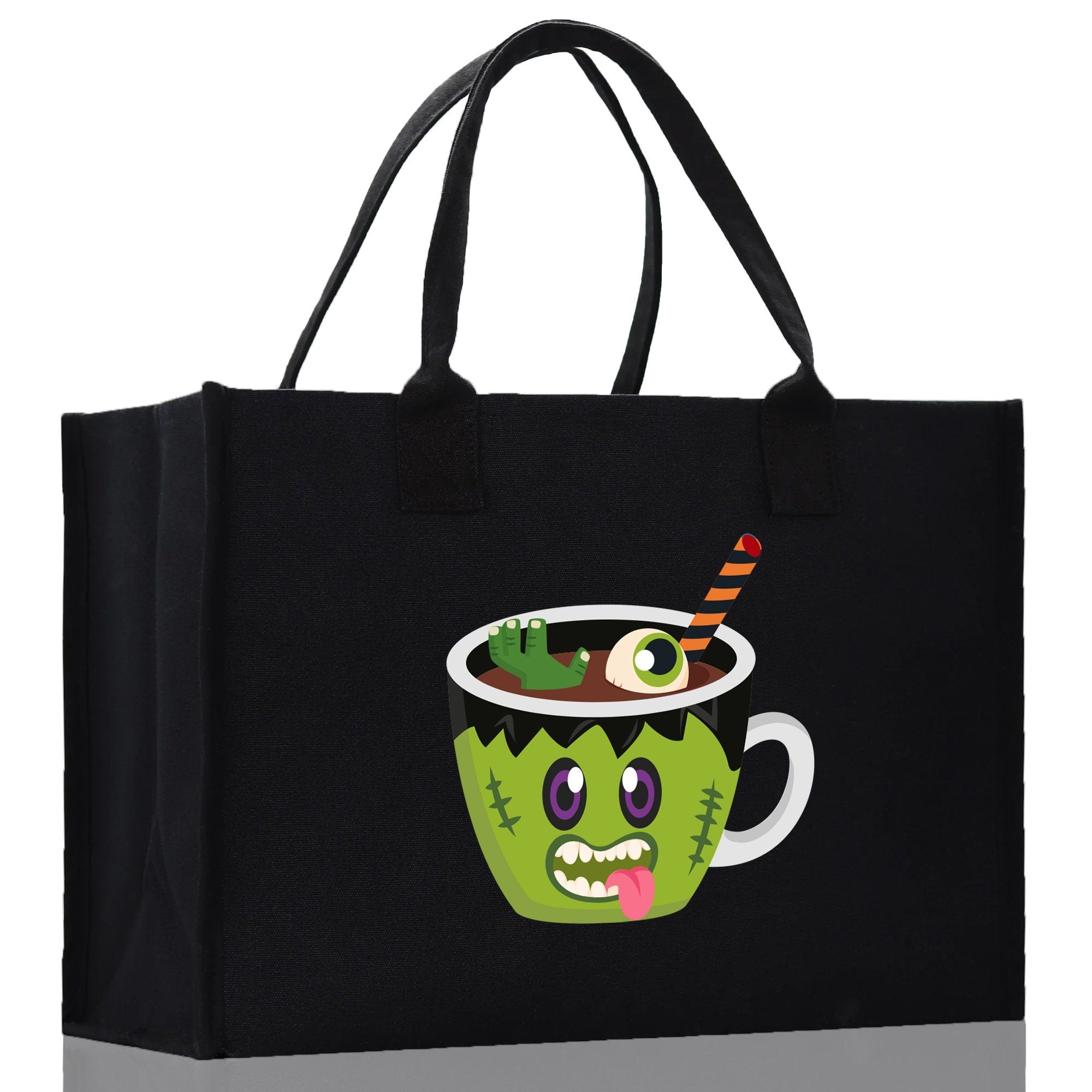 Halloween Trick or Treat Tote Bag Halloween Tote Bag for Kids Halloween Gift Halloween Candy Bag Halloween Doodles Cute Canvas Tote Bag - Aaria Tees Aaria Tees