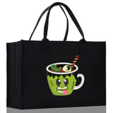 Halloween Trick or Treat Tote Bag Halloween Tote Bag for Kids Halloween Gift Halloween Candy Bag Halloween Doodles Cute Canvas Tote Bag - Aaria Tees Aaria Tees
