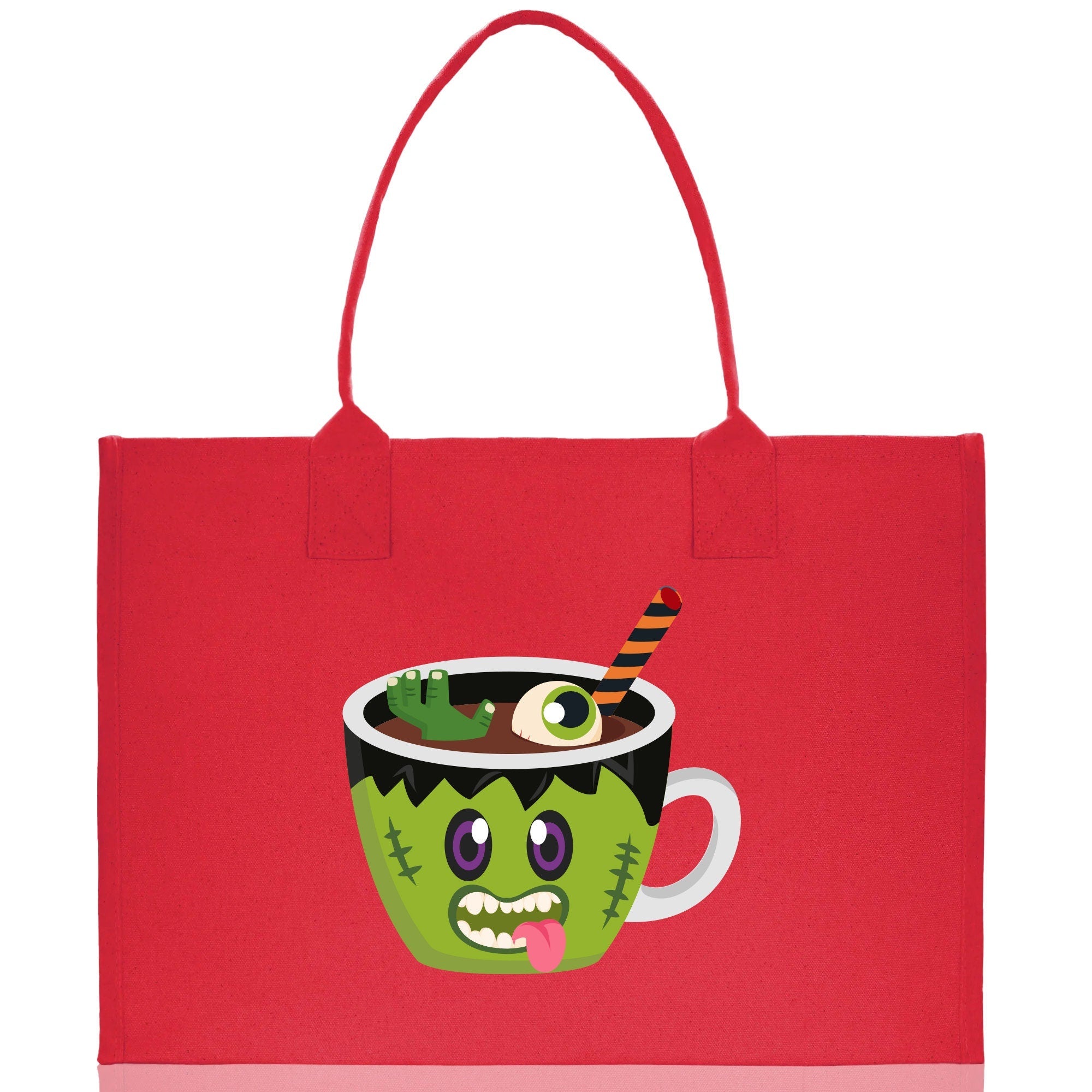 Halloween Trick or Treat Tote Bag Halloween Tote Bag for Kids Halloween Gift Halloween Candy Bag Halloween Doodles Cute Canvas Tote Bag - Aaria Tees Aaria Tees