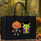Halloween Trick or Treat Tote Bag Halloween Tote Bag for Kids Halloween Gift Halloween Candy Bag Halloween Doodles Cute Canvas Tote Bag - Aaria Tees Aaria Tees