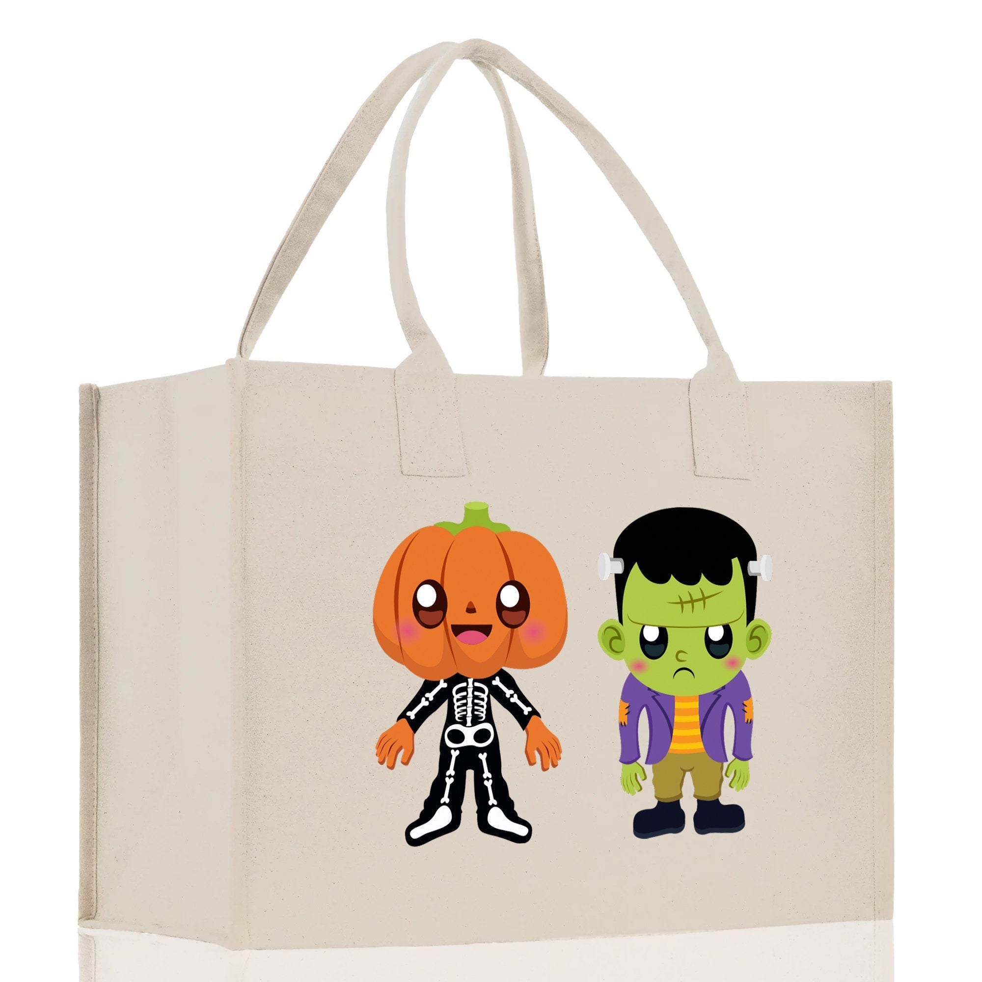 Halloween Trick or Treat Tote Bag Halloween Tote Bag for Kids Halloween Gift Halloween Candy Bag Halloween Doodles Cute Canvas Tote Bag - Aaria Tees Aaria Tees