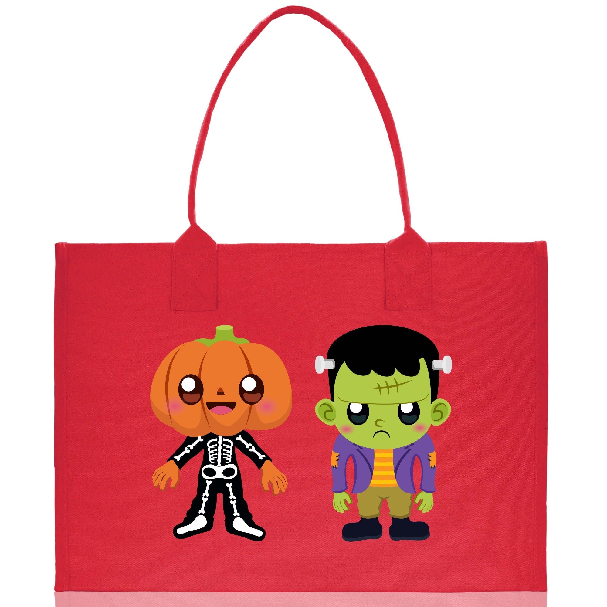 Halloween Trick or Treat Tote Bag Halloween Tote Bag for Kids Halloween Gift Halloween Candy Bag Halloween Doodles Cute Canvas Tote Bag - Aaria Tees Aaria Tees