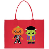 Halloween Trick or Treat Tote Bag Halloween Tote Bag for Kids Halloween Gift Halloween Candy Bag Halloween Doodles Cute Canvas Tote Bag - Aaria Tees Aaria Tees