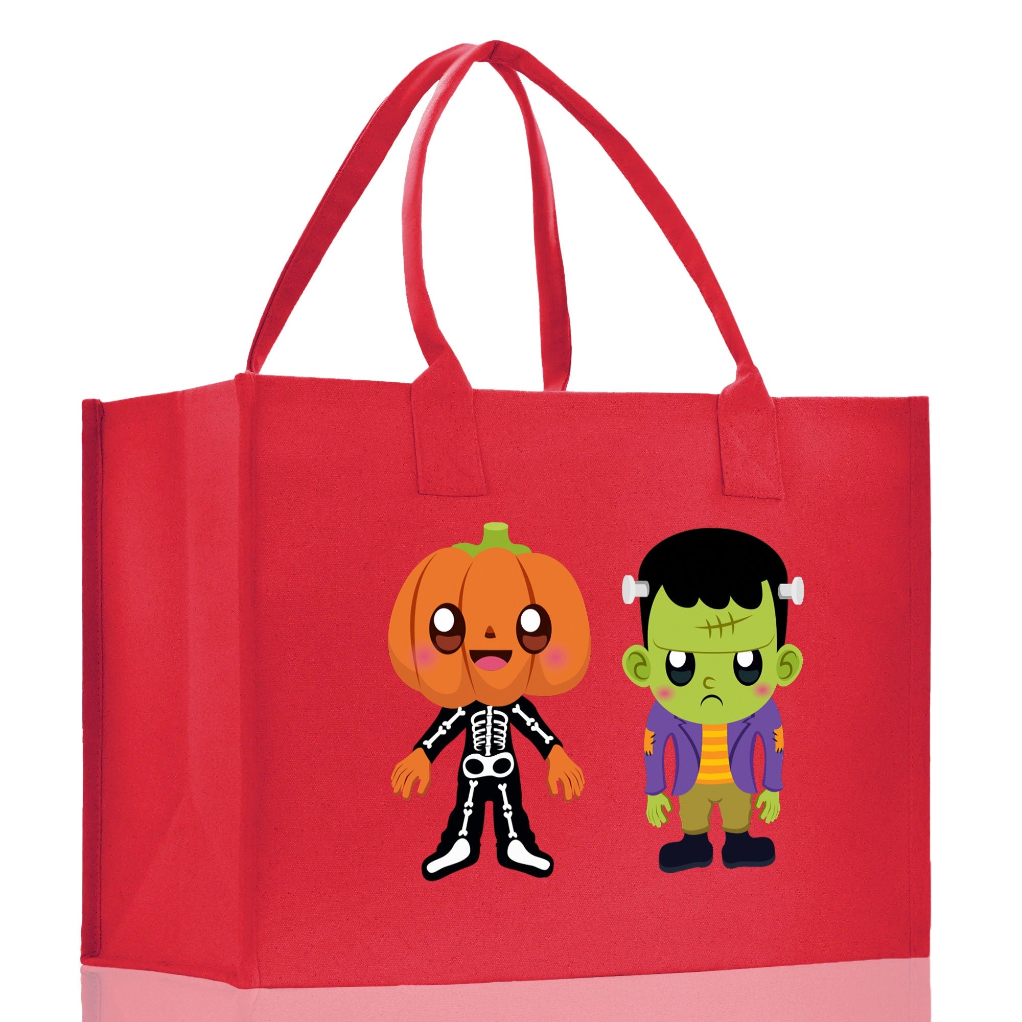 Halloween Trick or Treat Tote Bag Halloween Tote Bag for Kids Halloween Gift Halloween Candy Bag Halloween Doodles Cute Canvas Tote Bag - Aaria Tees Aaria Tees