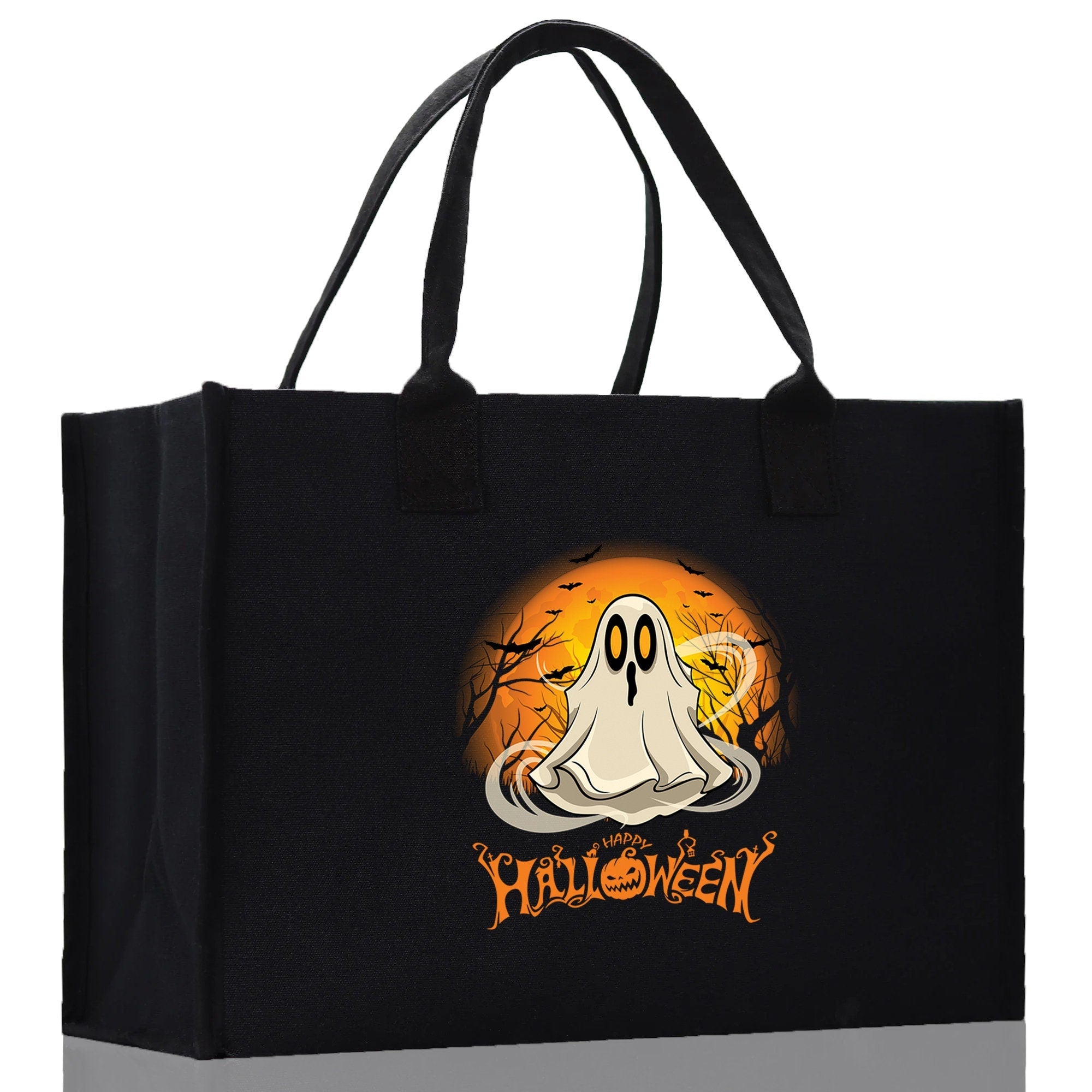 Halloween Trick or Treat Tote Bag Halloween Tote Bag for Kids Halloween Gift Halloween Candy Bag Halloween Doodles Cute Canvas Tote Bag - Aaria Tees Aaria Tees
