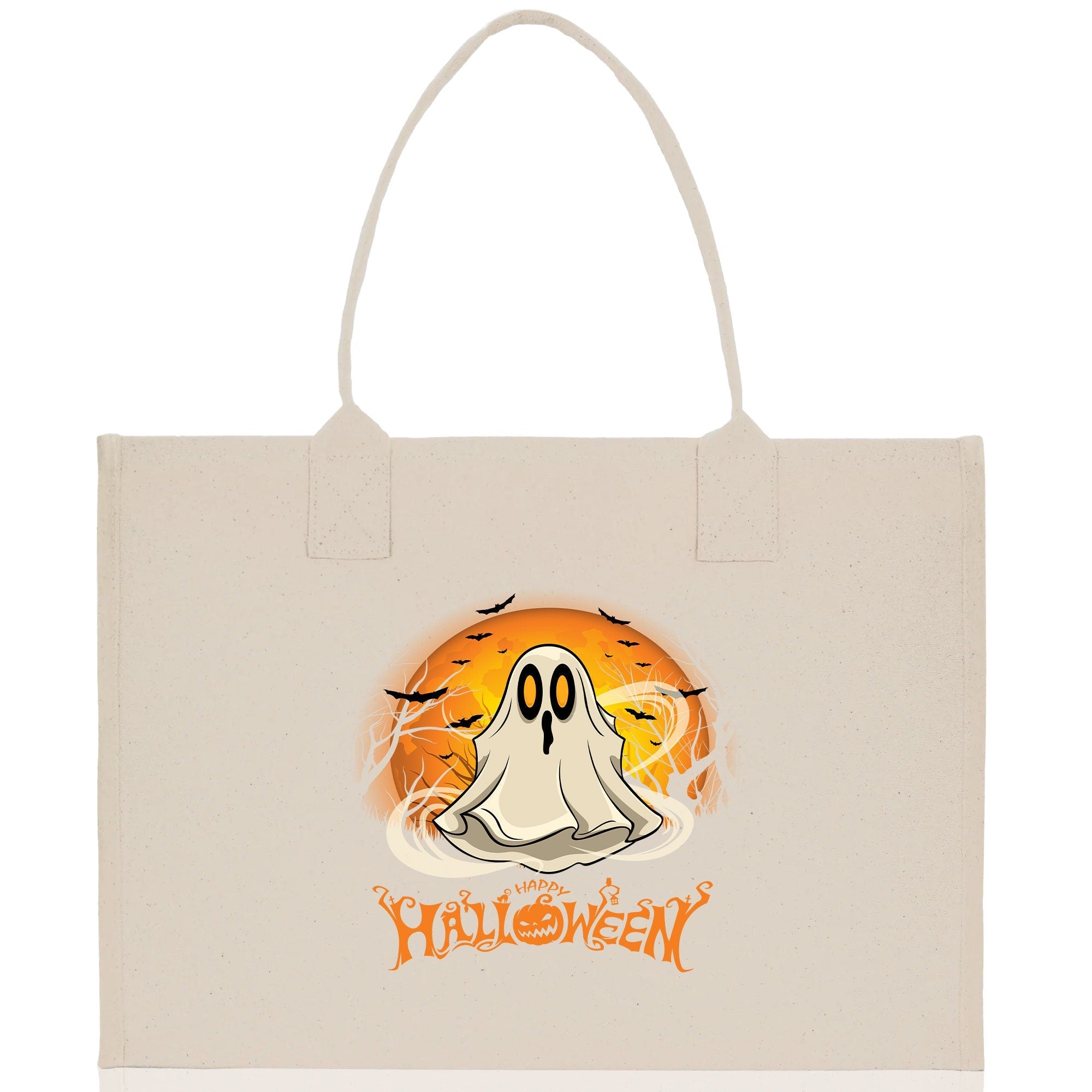 Halloween Trick or Treat Tote Bag Halloween Tote Bag for Kids Halloween Gift Halloween Candy Bag Halloween Doodles Cute Canvas Tote Bag - Aaria Tees Aaria Tees