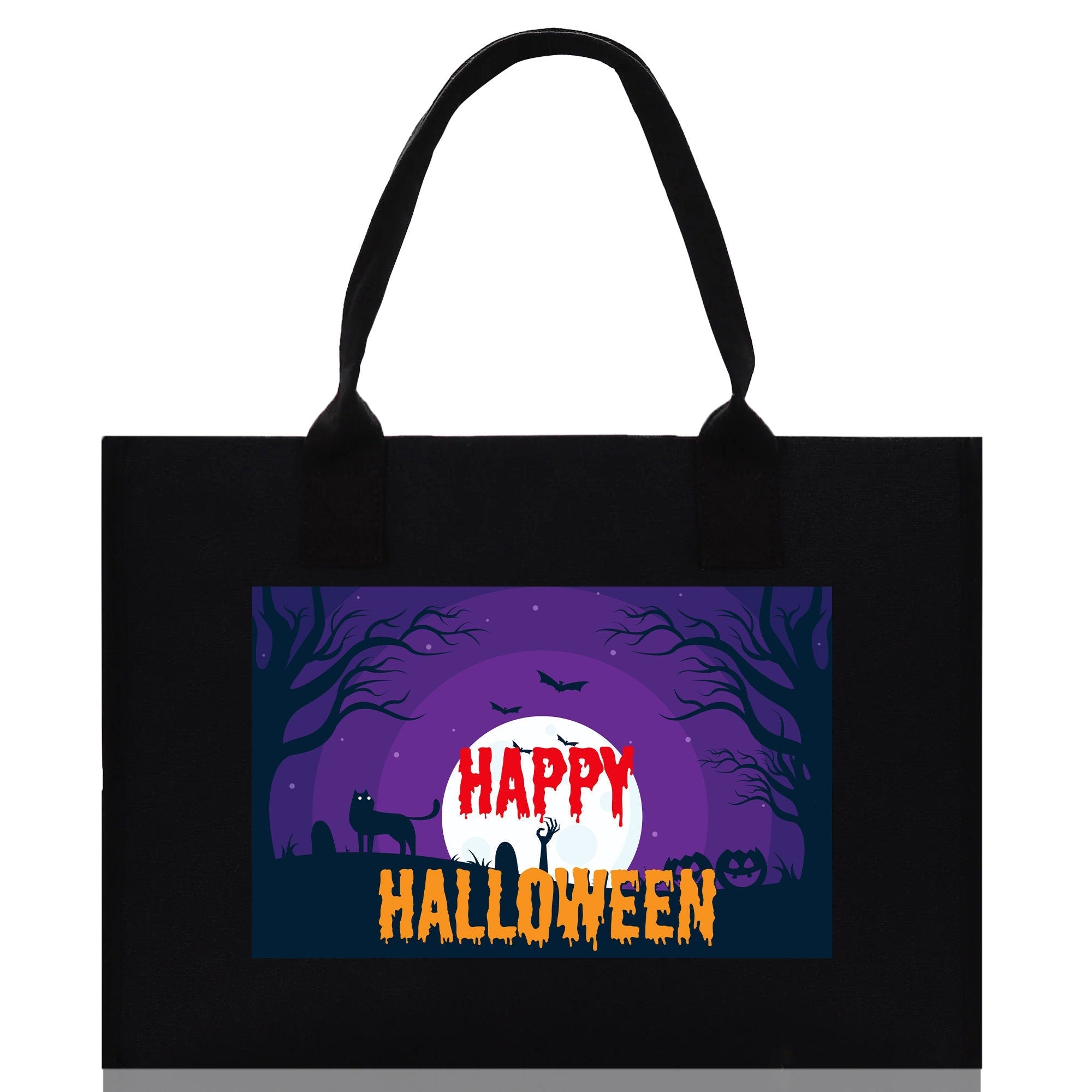 Halloween Trick or Treat Tote Bag Halloween Tote Bag for Kids Halloween Gift Halloween Candy Bag Halloween Doodles Cute Canvas Tote Bag - Aaria Tees Aaria Tees
