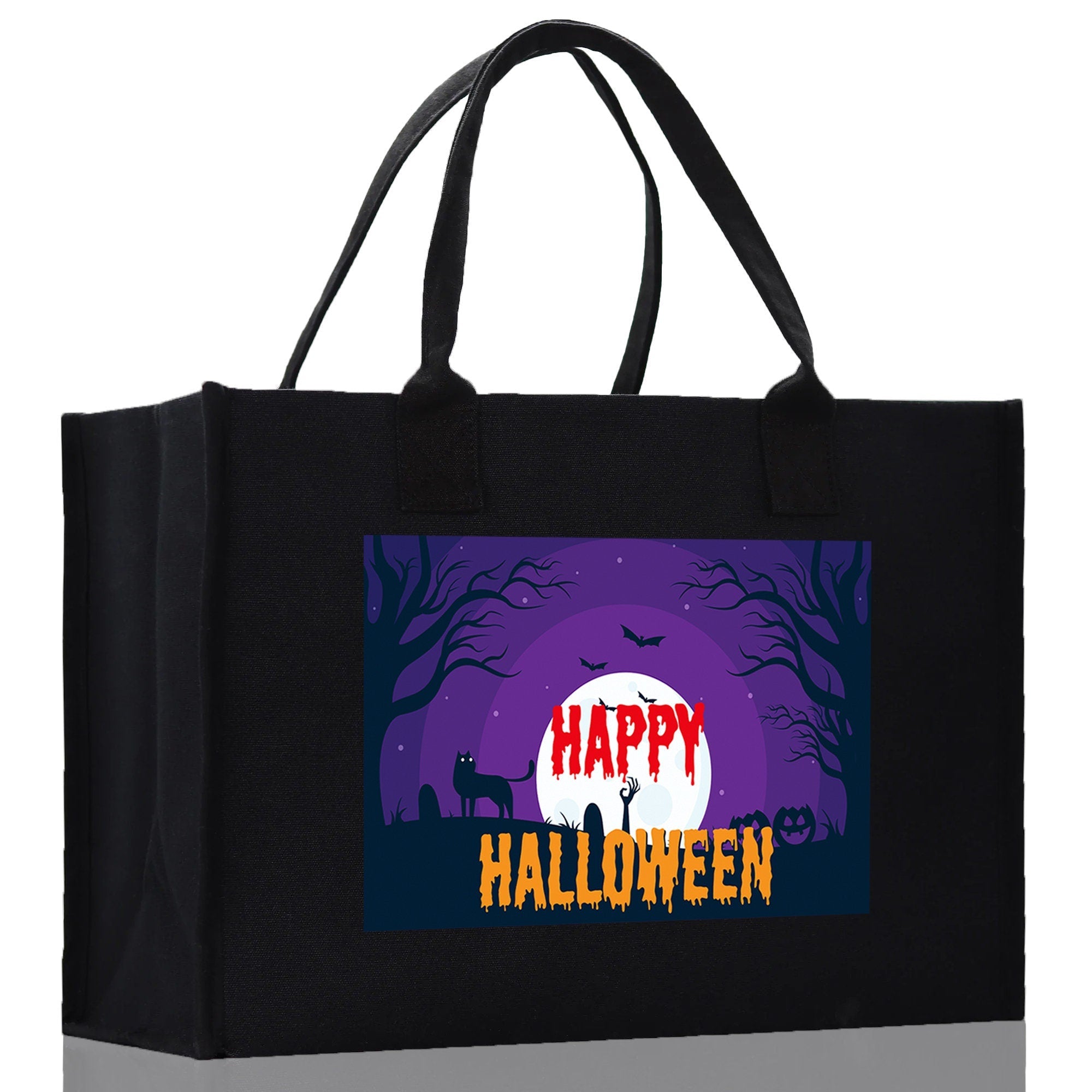 Halloween Trick or Treat Tote Bag Halloween Tote Bag for Kids Halloween Gift Halloween Candy Bag Halloween Doodles Cute Canvas Tote Bag - Aaria Tees Aaria Tees