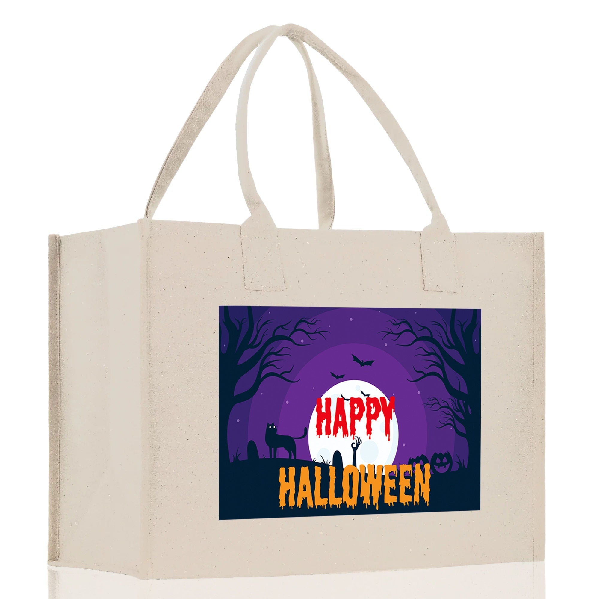 Halloween Trick or Treat Tote Bag Halloween Tote Bag for Kids Halloween Gift Halloween Candy Bag Halloween Doodles Cute Canvas Tote Bag - Aaria Tees Aaria Tees