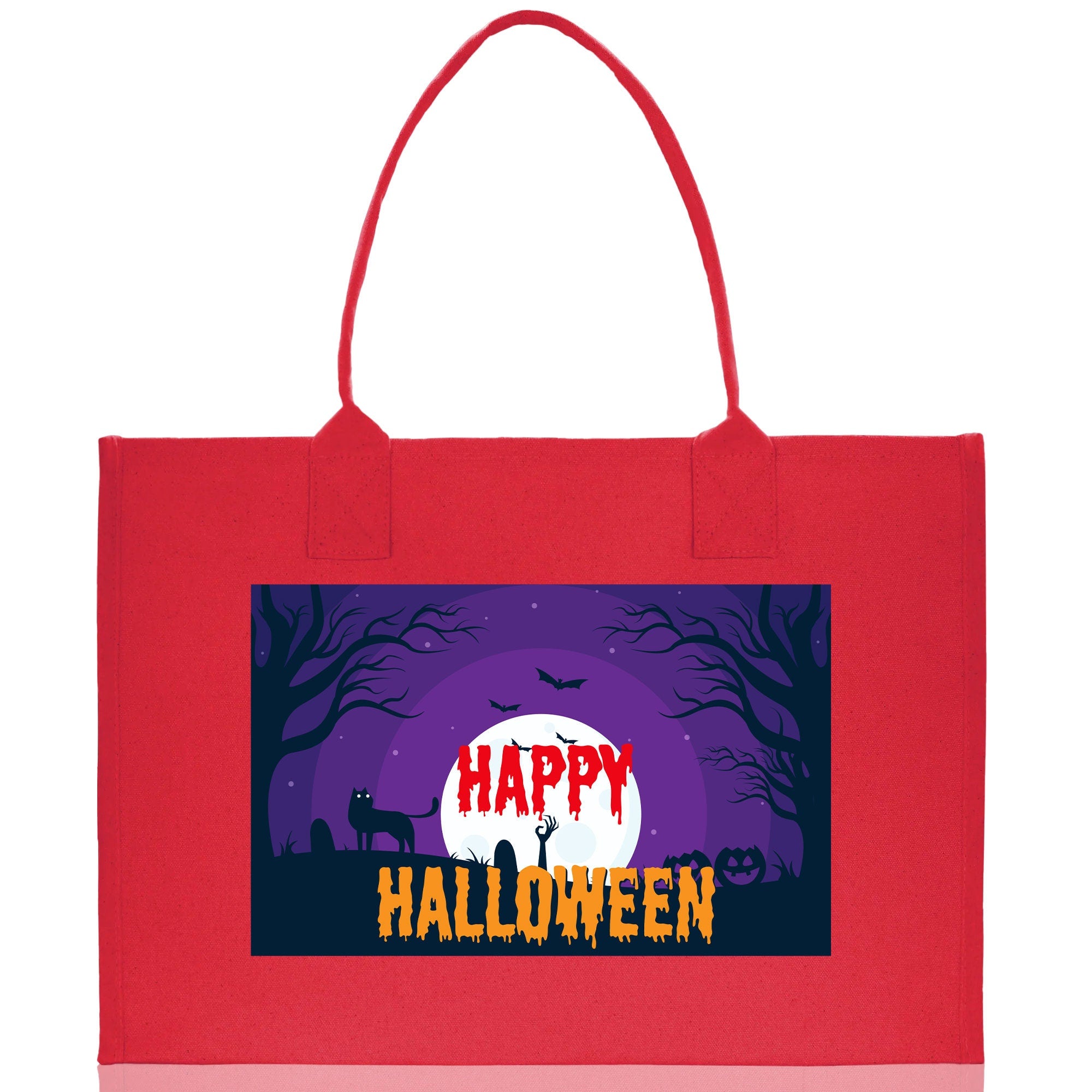Halloween Trick or Treat Tote Bag Halloween Tote Bag for Kids Halloween Gift Halloween Candy Bag Halloween Doodles Cute Canvas Tote Bag - Aaria Tees Aaria Tees