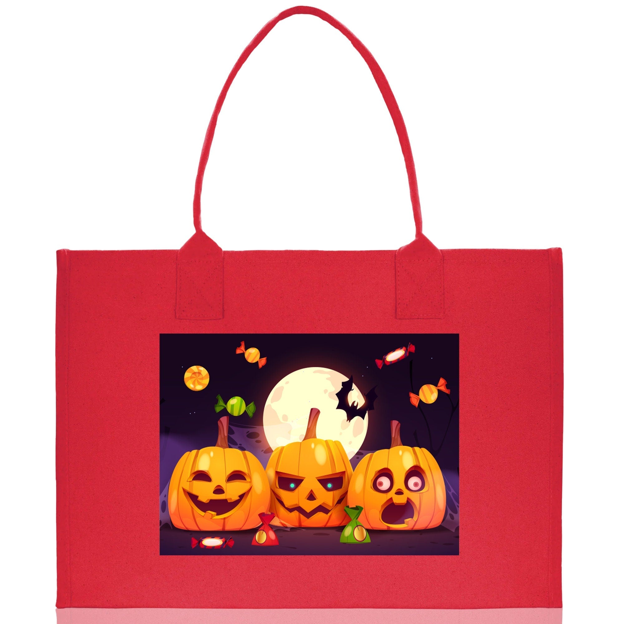 Halloween Trick or Treat Tote Bag Halloween Tote Bag for Kids Halloween Gift Halloween Candy Bag Halloween Doodles Cute Canvas Tote Bag - Aaria Tees Aaria Tees