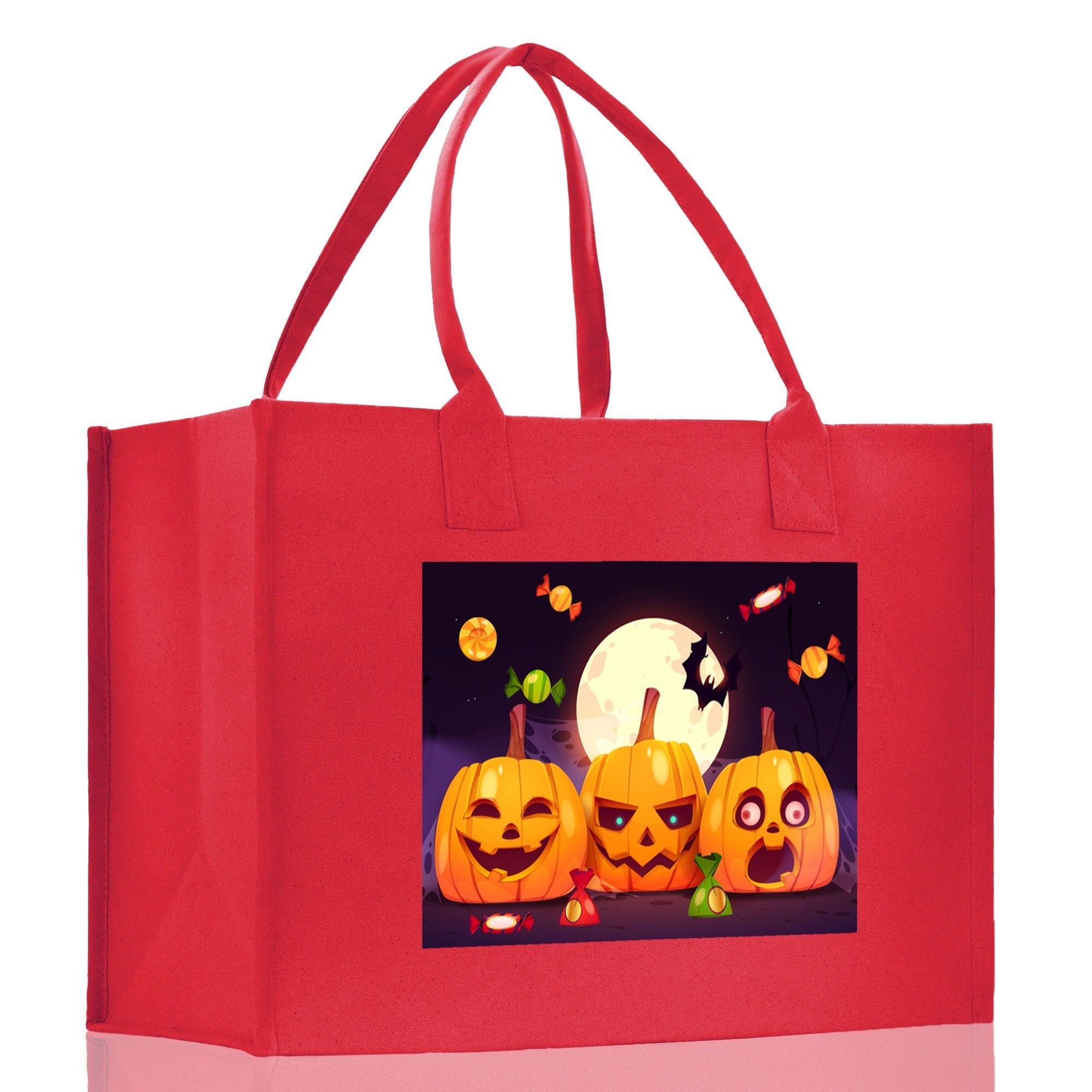 Halloween Trick or Treat Tote Bag Halloween Tote Bag for Kids Halloween Gift Halloween Candy Bag Halloween Doodles Cute Canvas Tote Bag - Aaria Tees Aaria Tees