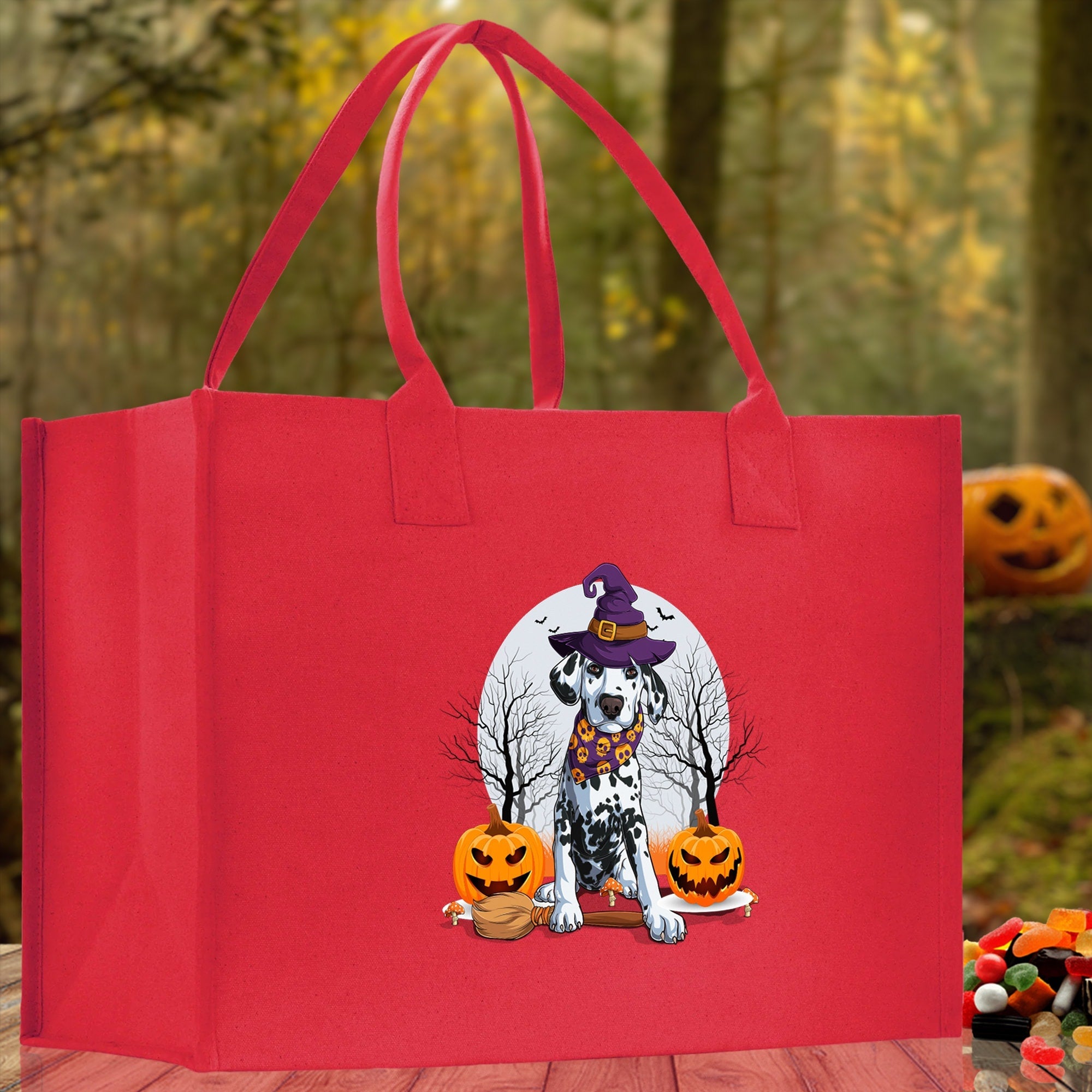 Halloween Trick or Treat Tote Bag Halloween Tote Bag for Kids Halloween Gift Halloween Candy Bag Halloween Doodles Cute Canvas Tote Bag - Aaria Tees Aaria Tees