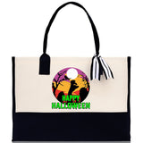 Halloween Trick or Treat Tote Bag Halloween Tote Bag for Kids Halloween Gift Halloween Candy Bag Halloween Doodles Cute Canvas Tote Bag - Aaria Tees Aaria Tees