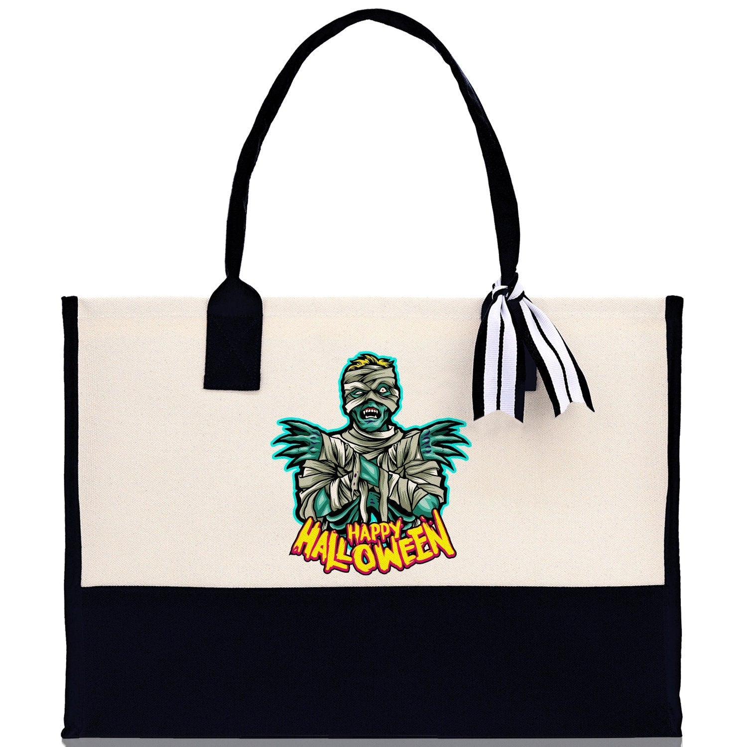 Halloween Trick or Treat Tote Bag Halloween Tote Bag for Kids Halloween Gift Halloween Candy Bag Halloween Doodles Cute Canvas Tote Bag - Aaria Tees Aaria Tees