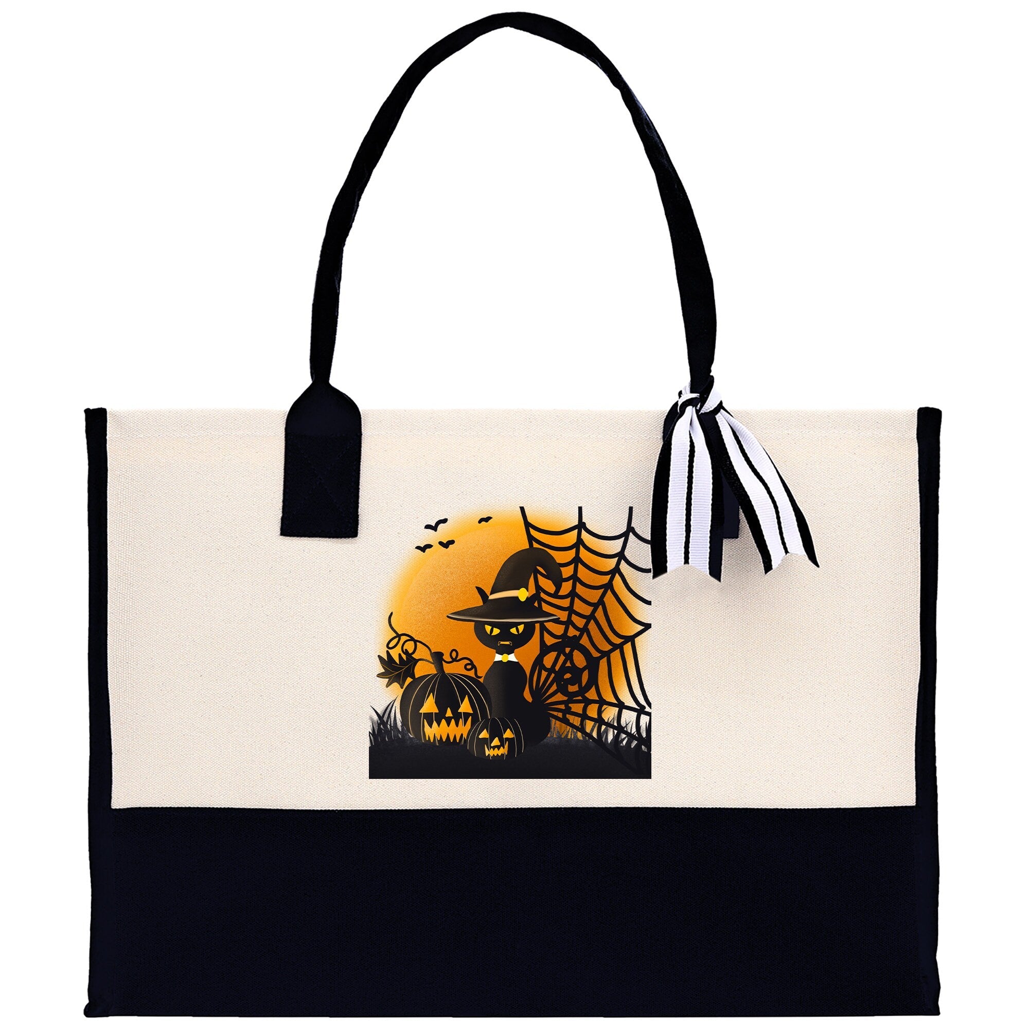 Halloween Trick or Treat Tote Bag Halloween Tote Bag for Kids Halloween Gift Halloween Candy Bag Halloween Doodles Cute Canvas Tote Bag - Aaria Tees Aaria Tees