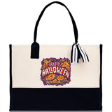Halloween Trick or Treat Tote Bag Halloween Tote Bag for Kids Halloween Gift Halloween Candy Bag Halloween Doodles Cute Canvas Tote Bag - Aaria Tees Aaria Tees