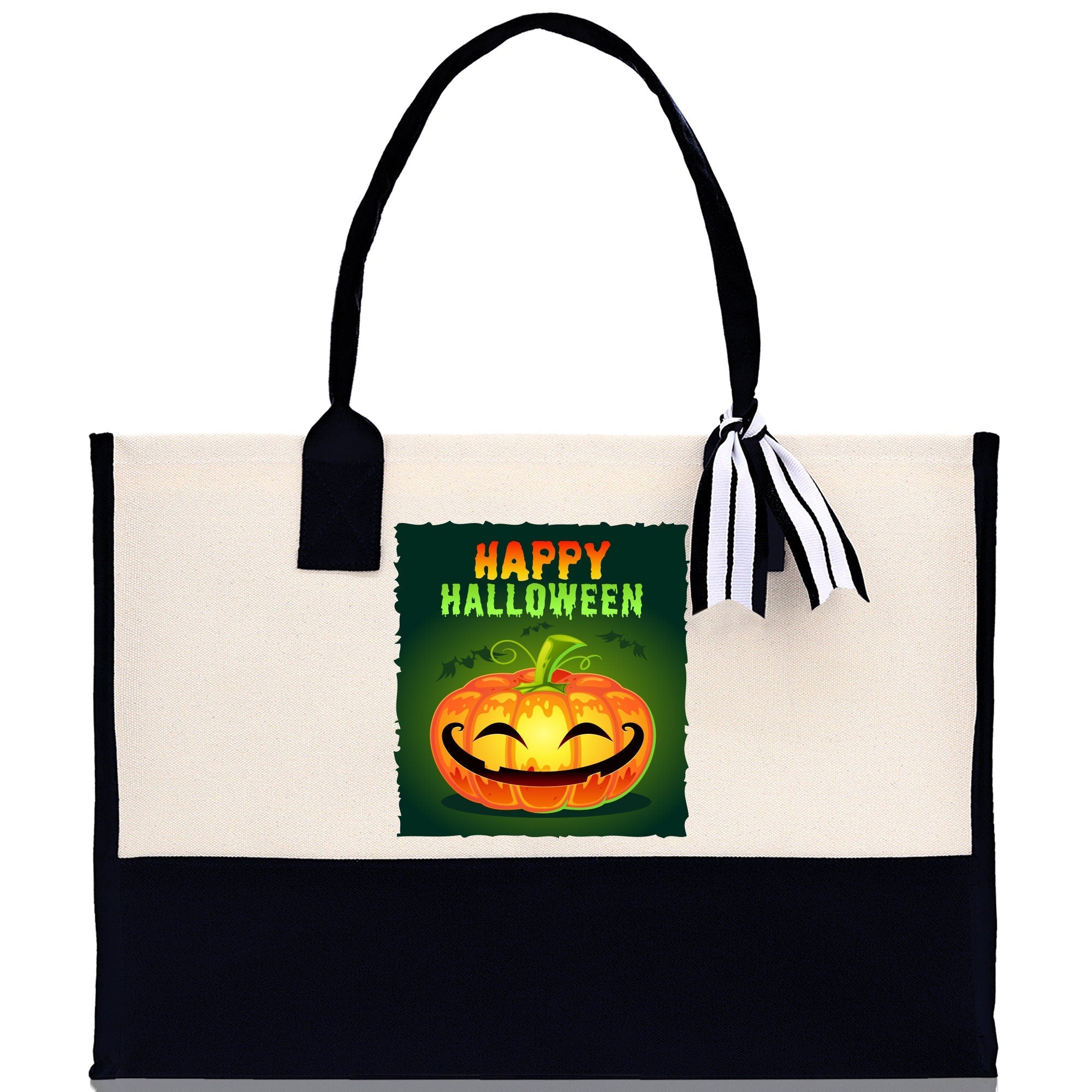 Halloween Trick or Treat Tote Bag Halloween Tote Bag for Kids Halloween Gift Halloween Candy Bag Halloween Doodles Cute Canvas Tote Bag - Aaria Tees Aaria Tees