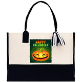 Halloween Trick or Treat Tote Bag Halloween Tote Bag for Kids Halloween Gift Halloween Candy Bag Halloween Doodles Cute Canvas Tote Bag - Aaria Tees Aaria Tees