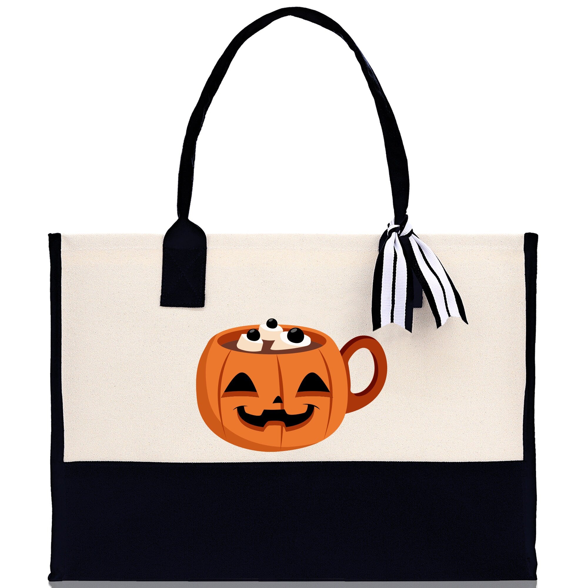 Halloween Trick or Treat Tote Bag Halloween Tote Bag for Kids Halloween Gift Halloween Candy Bag Halloween Doodles Cute Canvas Tote Bag - Aaria Tees Aaria Tees