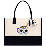 Halloween Trick or Treat Tote Bag Halloween Tote Bag for Kids Halloween Gift Halloween Candy Bag Halloween Doodles Cute Canvas Tote Bag - Aaria Tees Aaria Tees