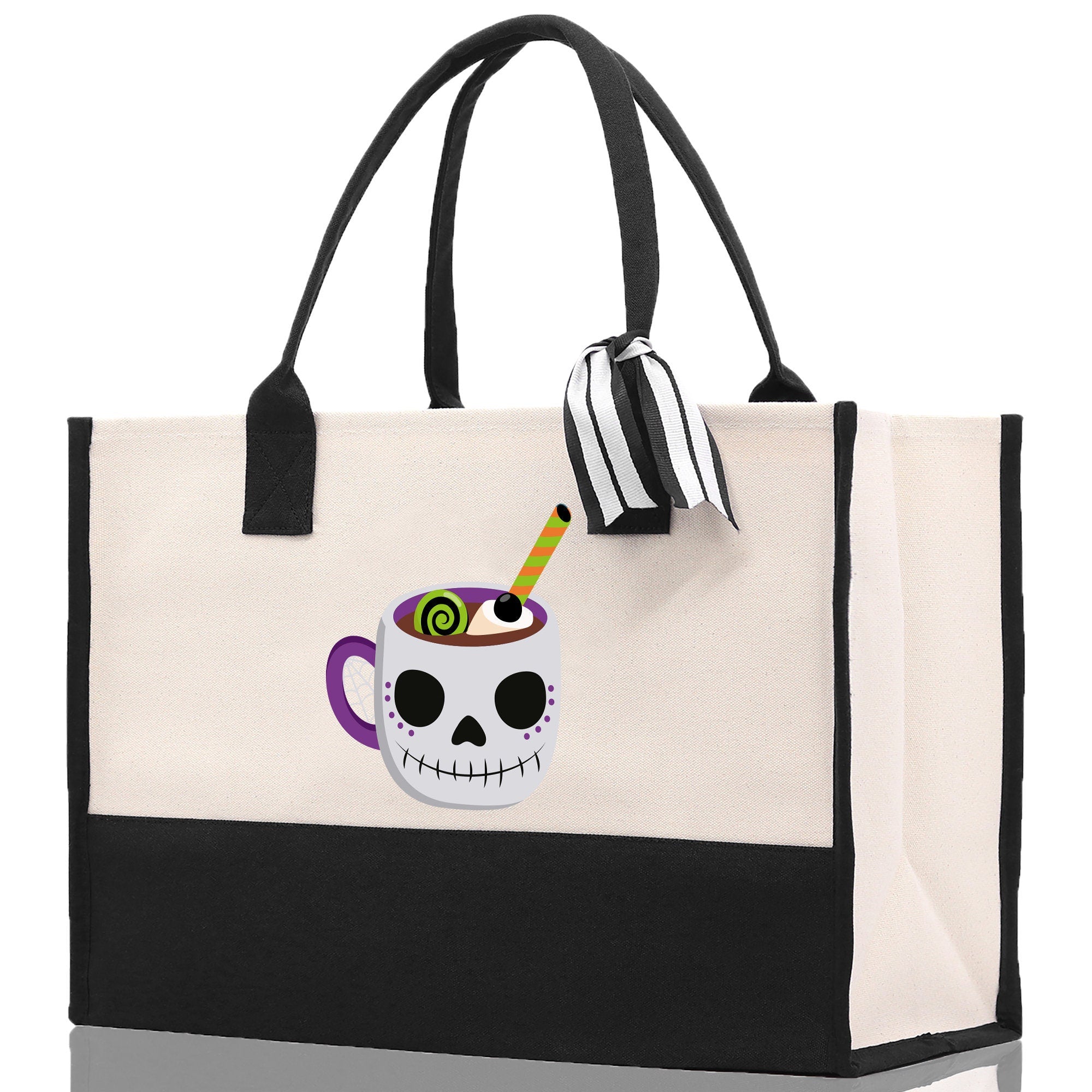 Halloween Trick or Treat Tote Bag Halloween Tote Bag for Kids Halloween Gift Halloween Candy Bag Halloween Doodles Cute Canvas Tote Bag - Aaria Tees Aaria Tees