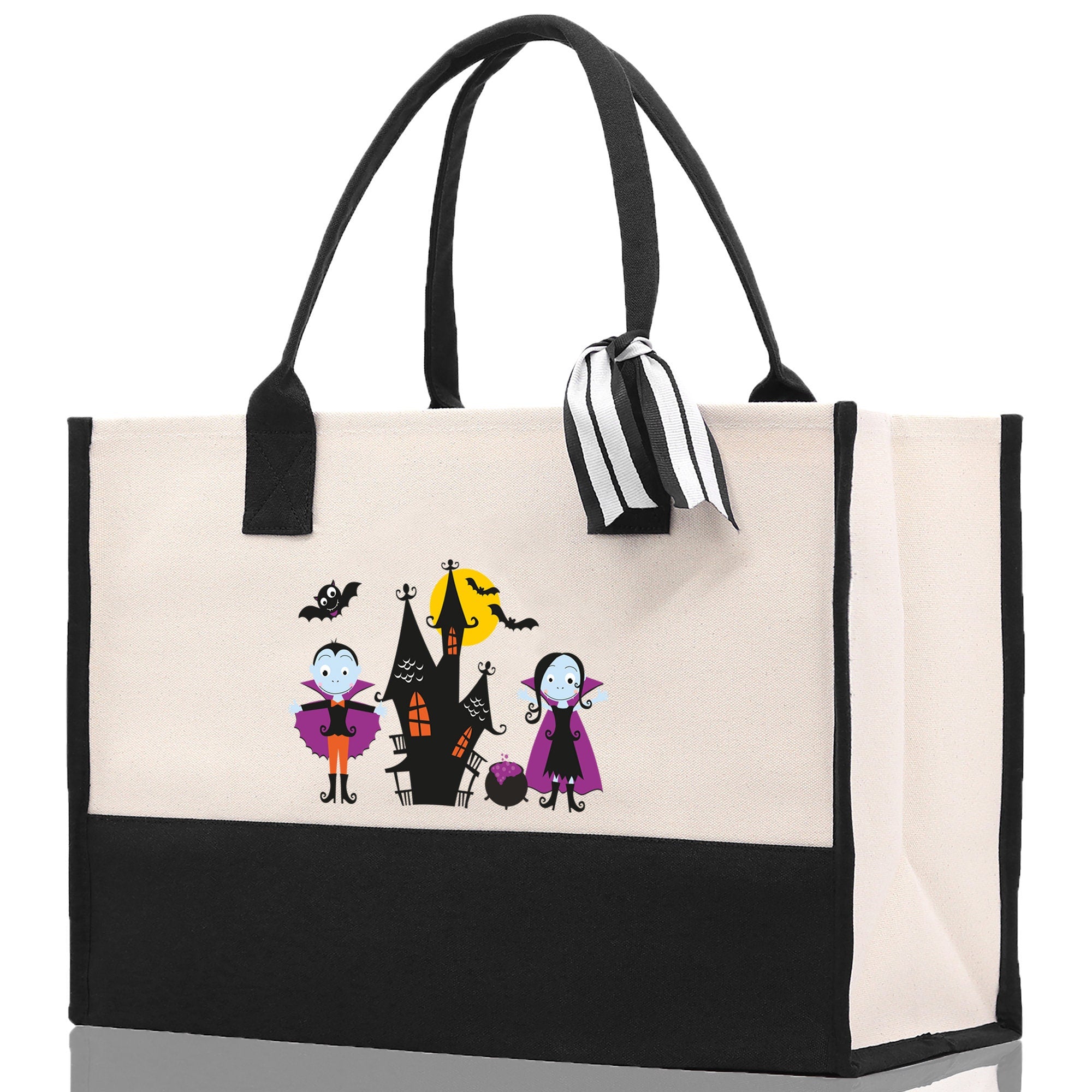 Halloween Trick or Treat Tote Bag Halloween Tote Bag for Kids Halloween Gift Halloween Candy Bag Halloween Doodles Cute Canvas Tote Bag - Aaria Tees Aaria Tees