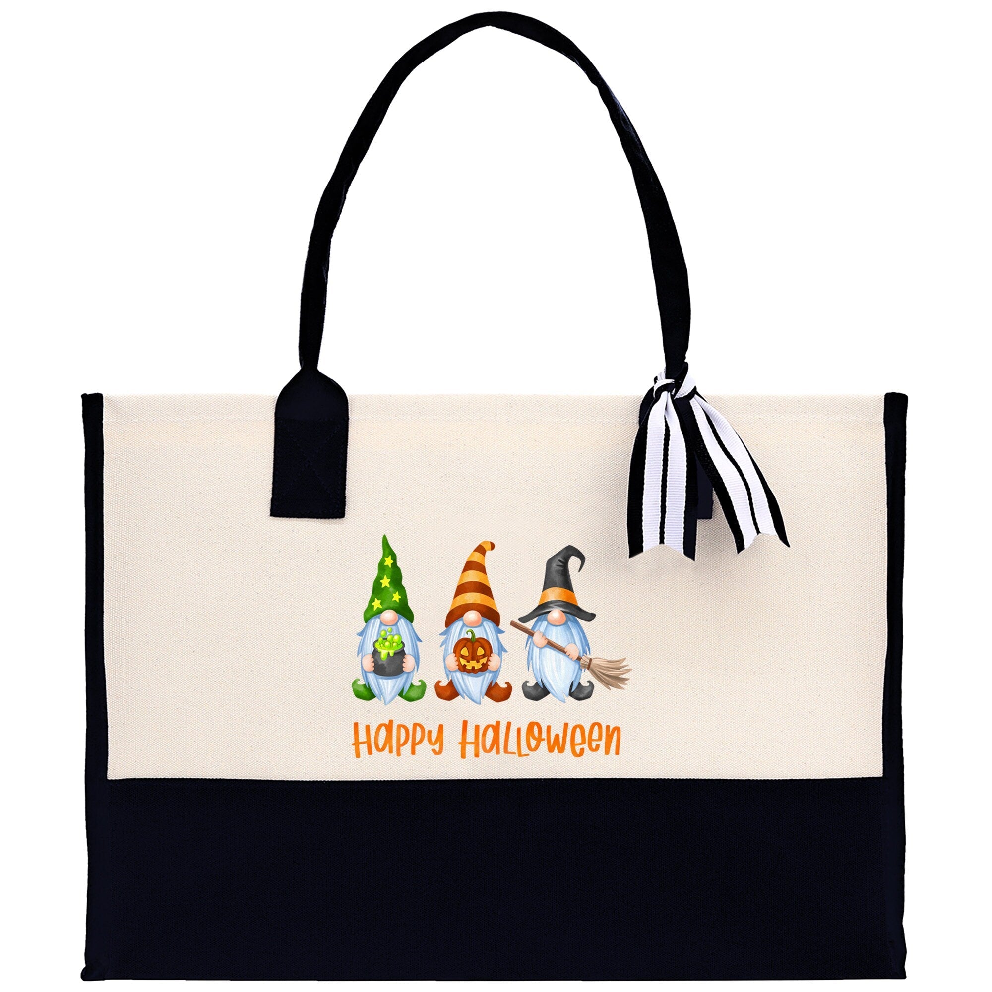 Halloween Trick or Treat Tote Bag Halloween Tote Bag for Kids Halloween Gift Halloween Candy Bag Halloween Doodles Cute Canvas Tote Bag - Aaria Tees Aaria Tees