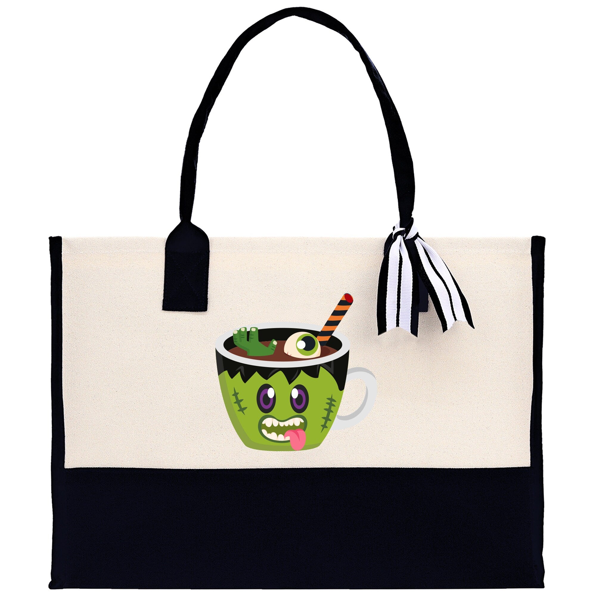 Halloween Trick or Treat Tote Bag Halloween Tote Bag for Kids Halloween Gift Halloween Candy Bag Halloween Doodles Cute Canvas Tote Bag - Aaria Tees Aaria Tees
