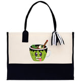 Halloween Trick or Treat Tote Bag Halloween Tote Bag for Kids Halloween Gift Halloween Candy Bag Halloween Doodles Cute Canvas Tote Bag - Aaria Tees Aaria Tees