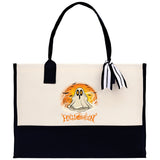 Halloween Trick or Treat Tote Bag Halloween Tote Bag for Kids Halloween Gift Halloween Candy Bag Halloween Doodles Cute Canvas Tote Bag - Aaria Tees Aaria Tees