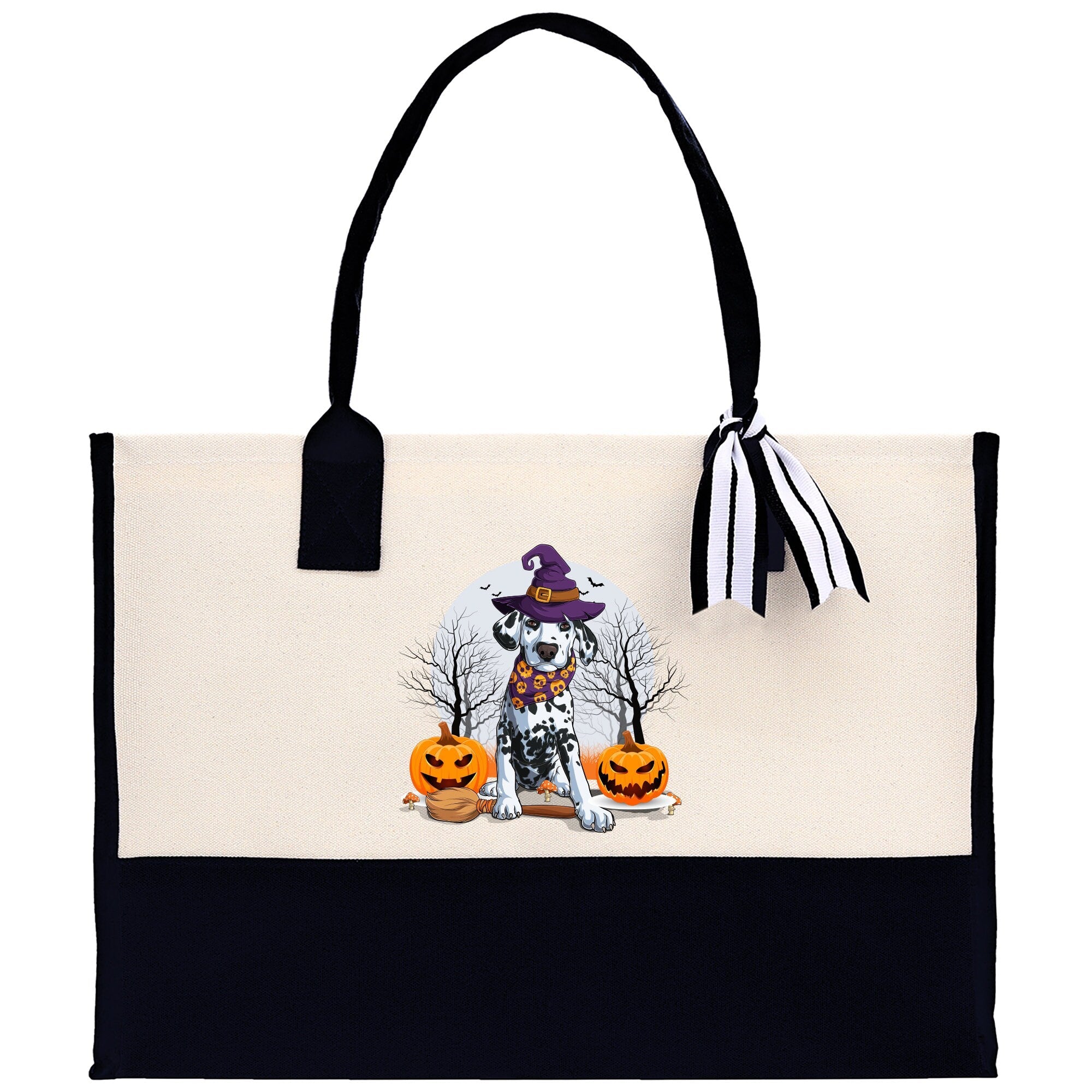 Halloween Trick or Treat Tote Bag Halloween Tote Bag for Kids Halloween Gift Halloween Candy Bag Halloween Doodles Cute Canvas Tote Bag - Aaria Tees Aaria Tees