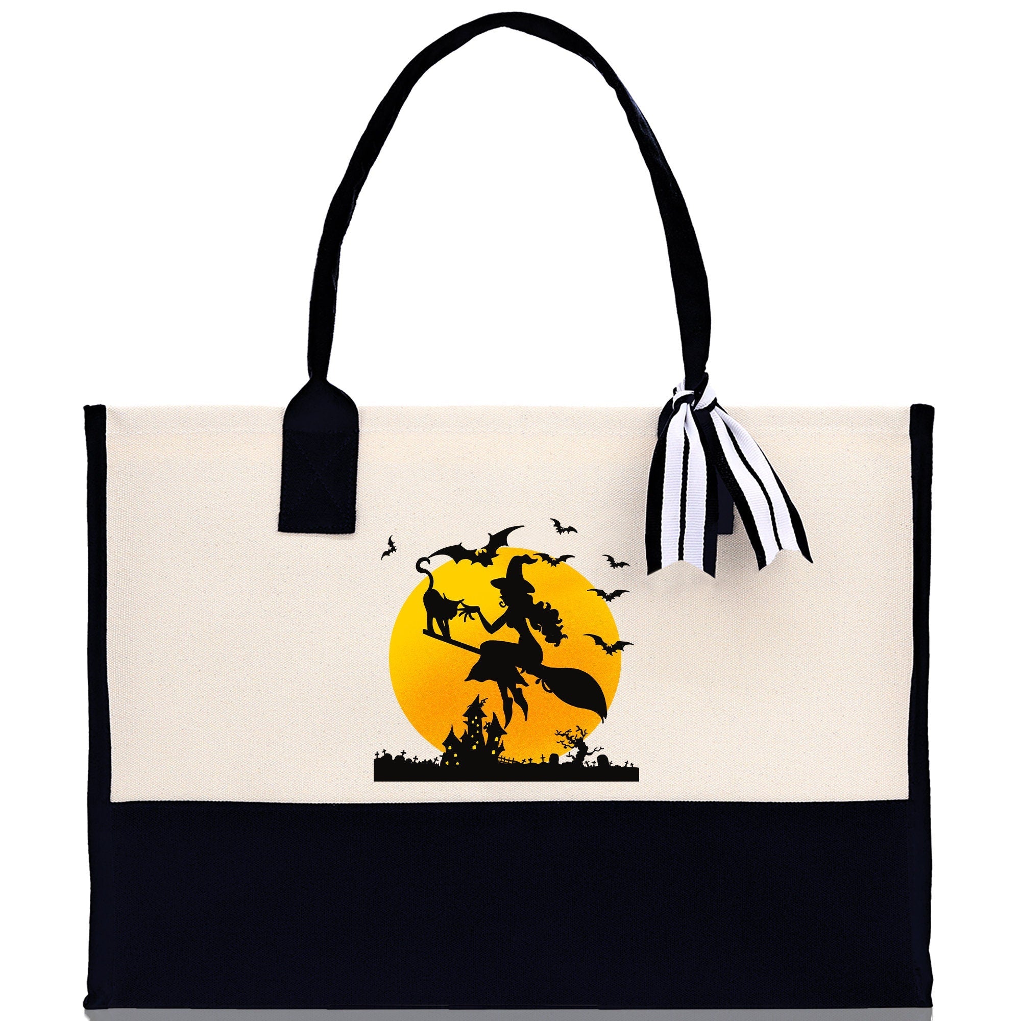 Halloween Trick or Treat Tote Bag Halloween Tote Bag for Kids Halloween Gift Halloween Candy Bag Halloween Doodles Cute Canvas Tote Bag - Aaria Tees Aaria Tees