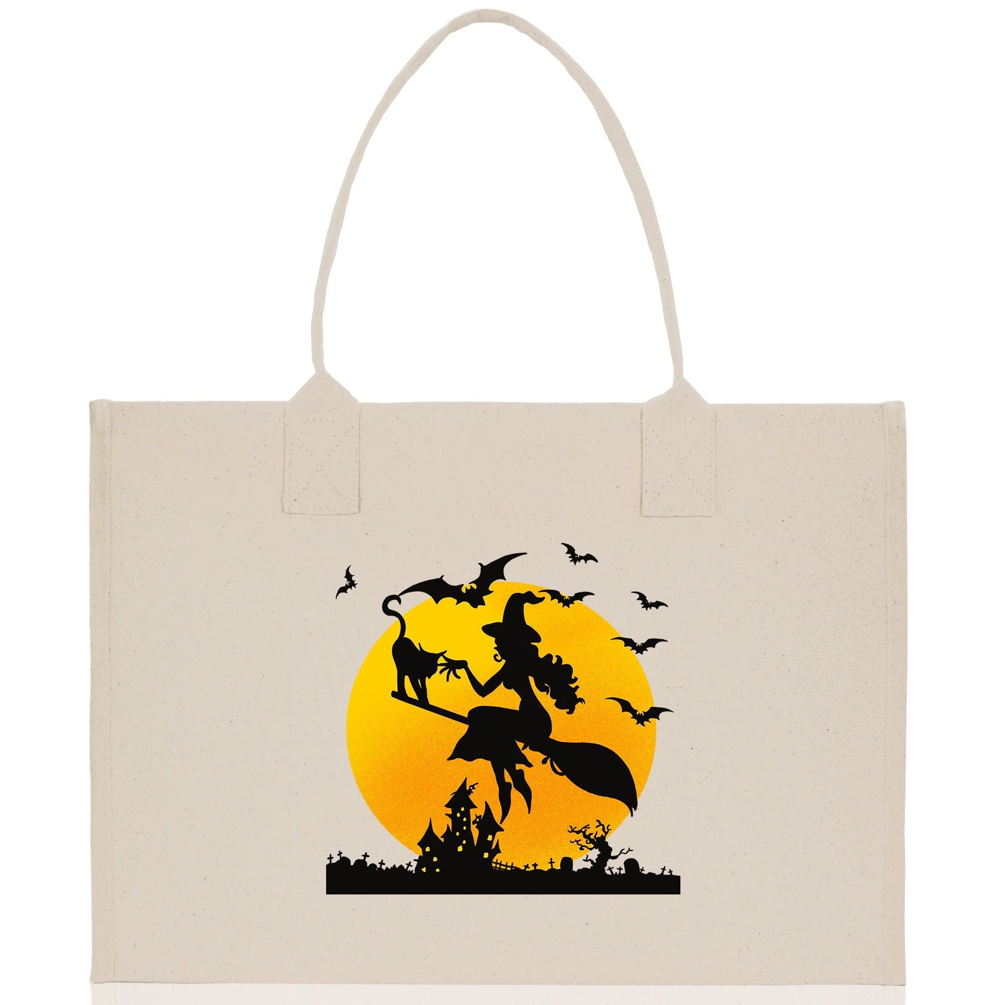 Halloween Trick or Treat Tote Bag Halloween Tote Bag for Kids Halloween Gift Halloween Candy Bag Halloween Doodles Cute Canvas Tote Bag - Aaria Tees Aaria Tees
