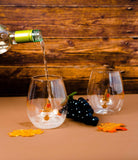 3D Pumpkin Gnome Stemless Wine Glasses Aaria Tees